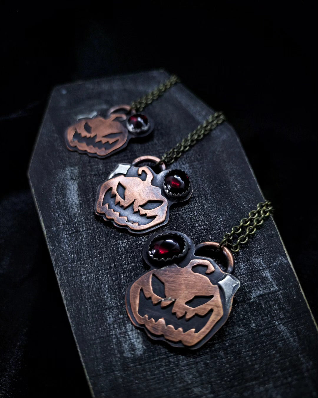 Spooky Pumpkin and Garnet Necklace