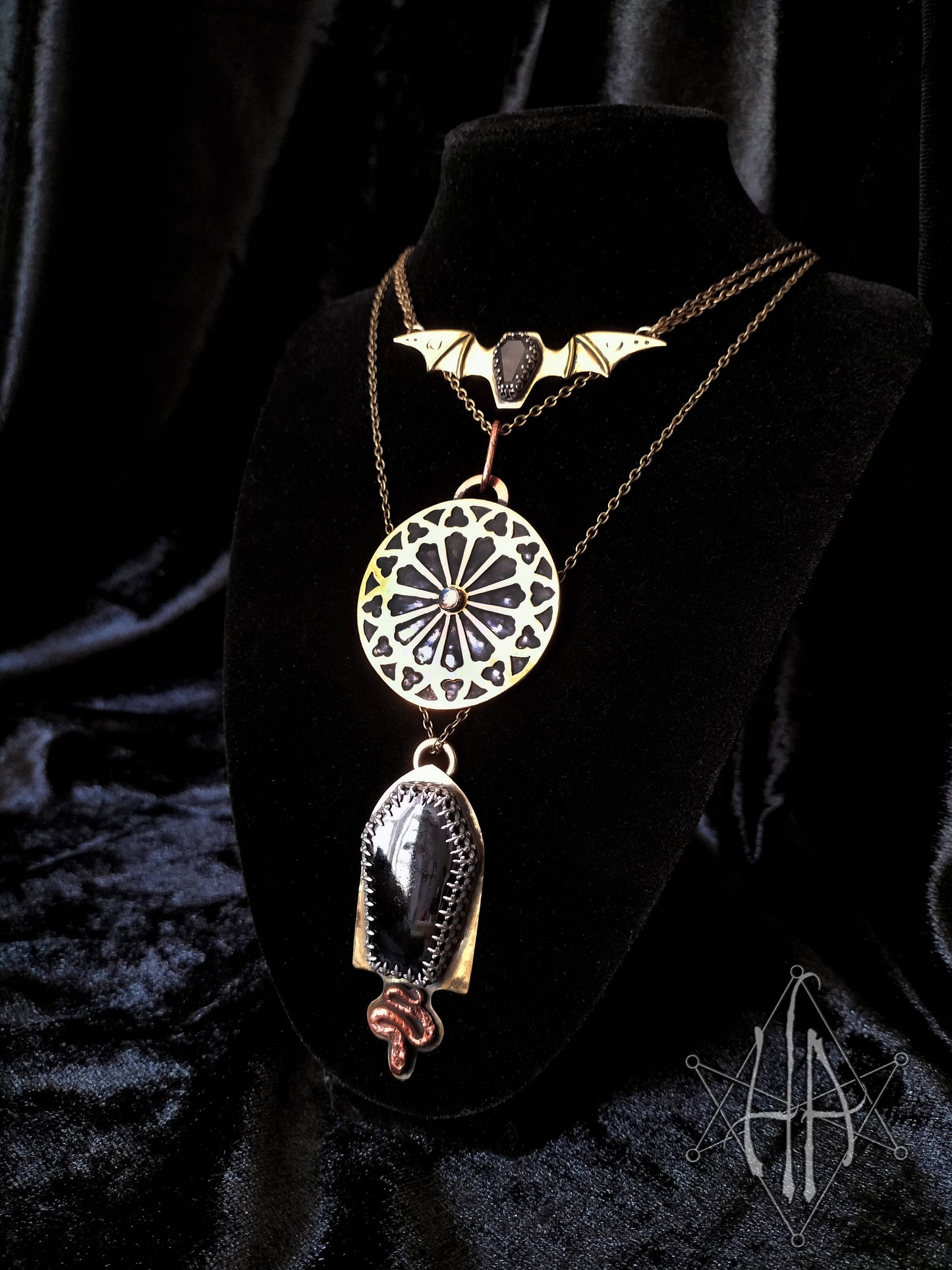 Rose Window Necklace with Blue Moonstone