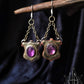 Victorian-Inspired Shield Earrings with Amethyst