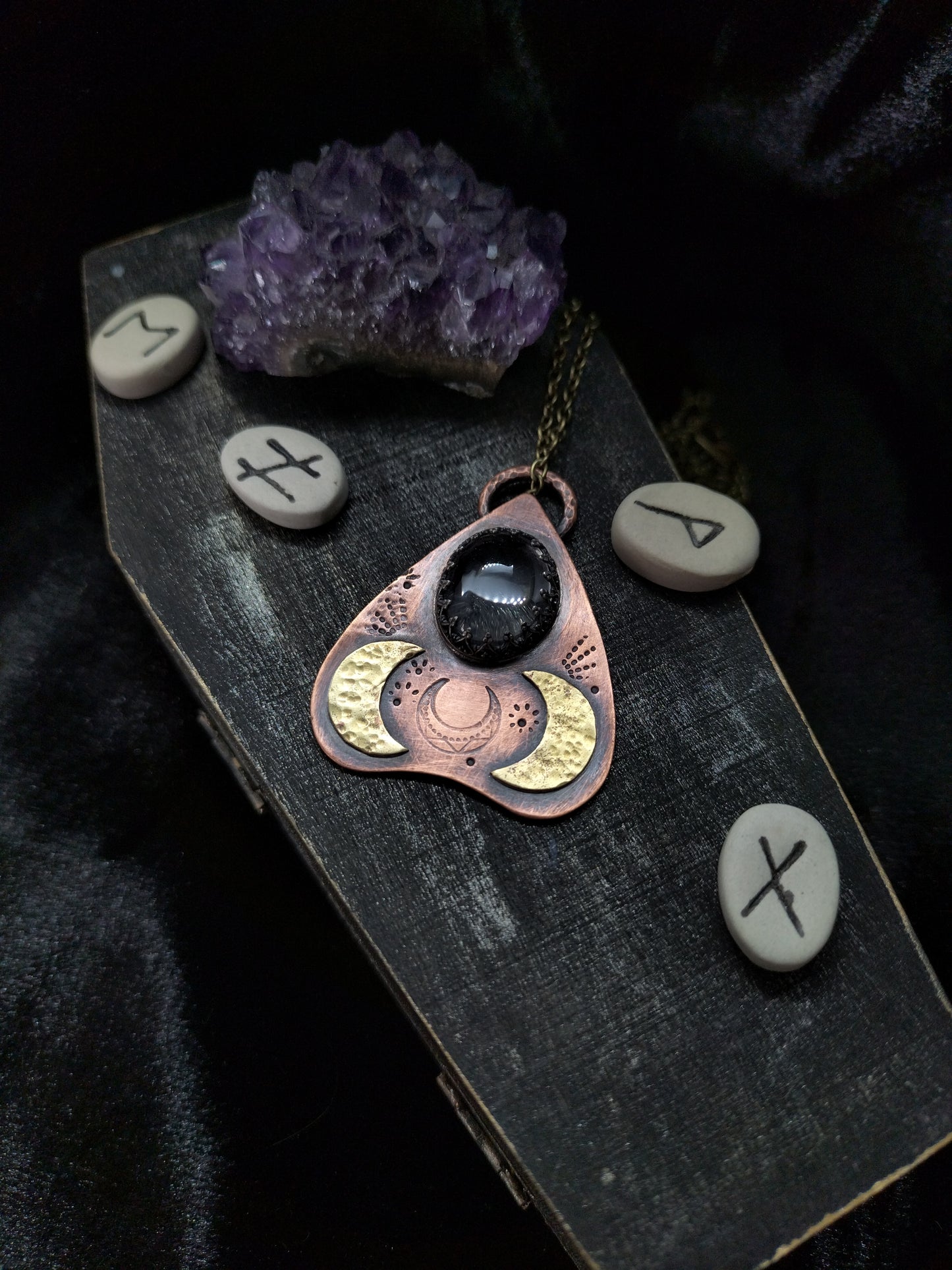 Copper Planchette with Clear Quartz Necklace