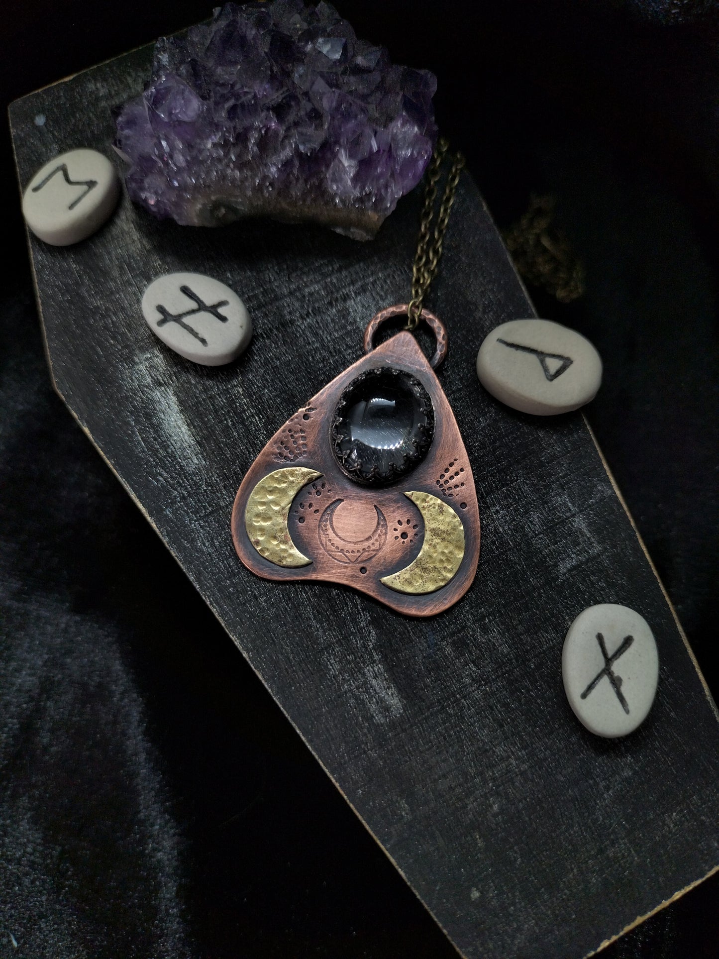 Copper Planchette with Clear Quartz Necklace