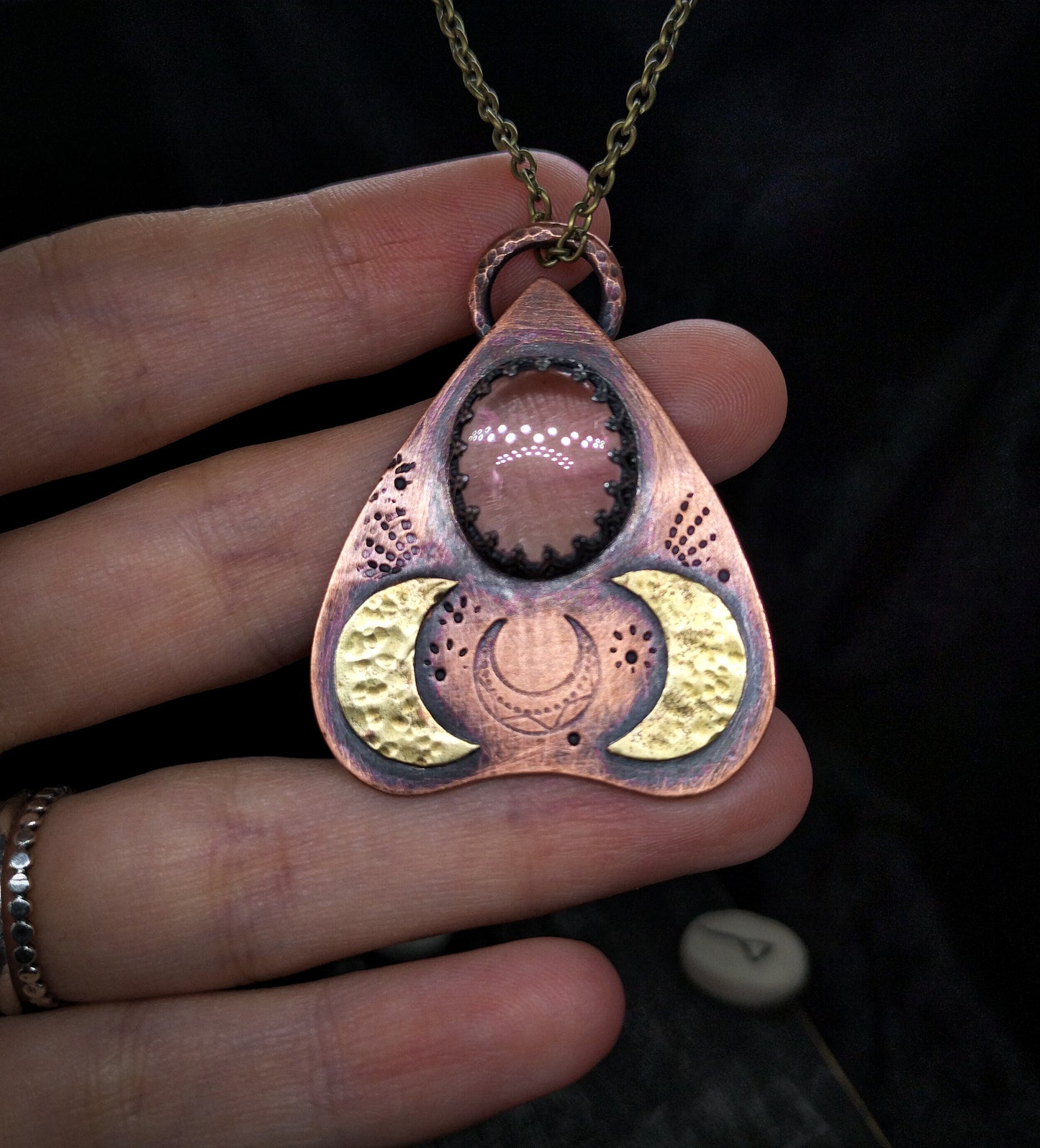 Copper Planchette with Clear Quartz Necklace