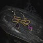 Brass and Amethyst Snake Dangle Earrings