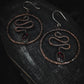 Snake Hoop Occult Earrings with Garnet