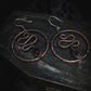 Snake Hoop Occult Earrings with Garnet