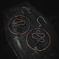 Snake Hoop Occult Earrings with Garnet