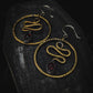 Snake Hoop Occult Earrings with Garnet