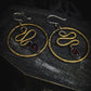 Snake Hoop Occult Earrings with Garnet