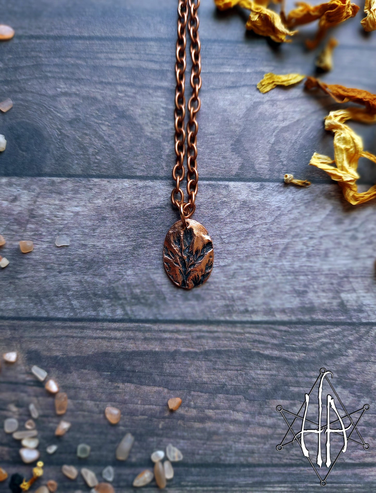 Copper Leaf Medallion Necklace