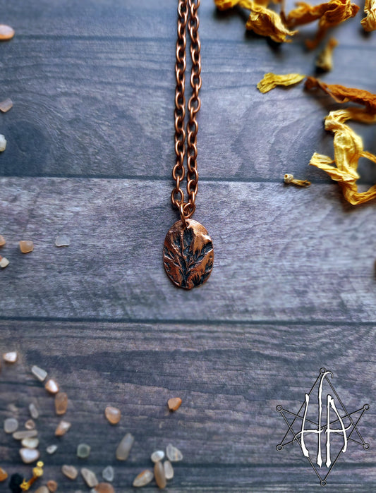 Copper Leaf Medallion Necklace