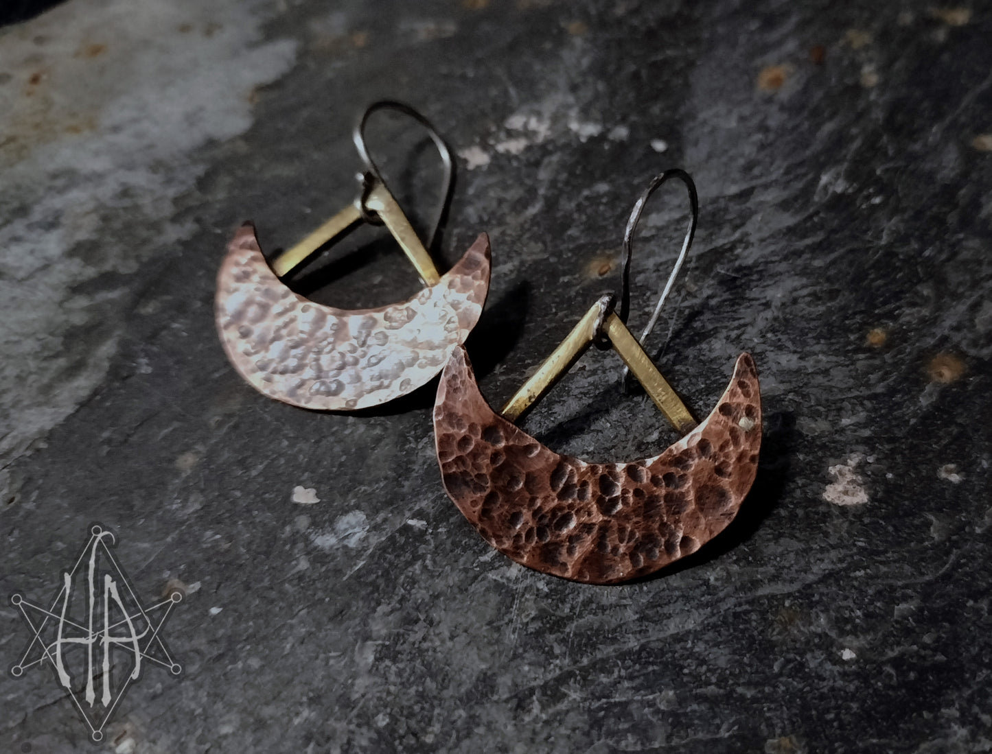 Sacred Occult Crescent Moon Earrings